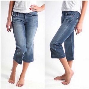 Y2K 7 For All Mankind Dojo Cropped Low Rise Flare Leg Jeans #P227055U-055U Sz 28